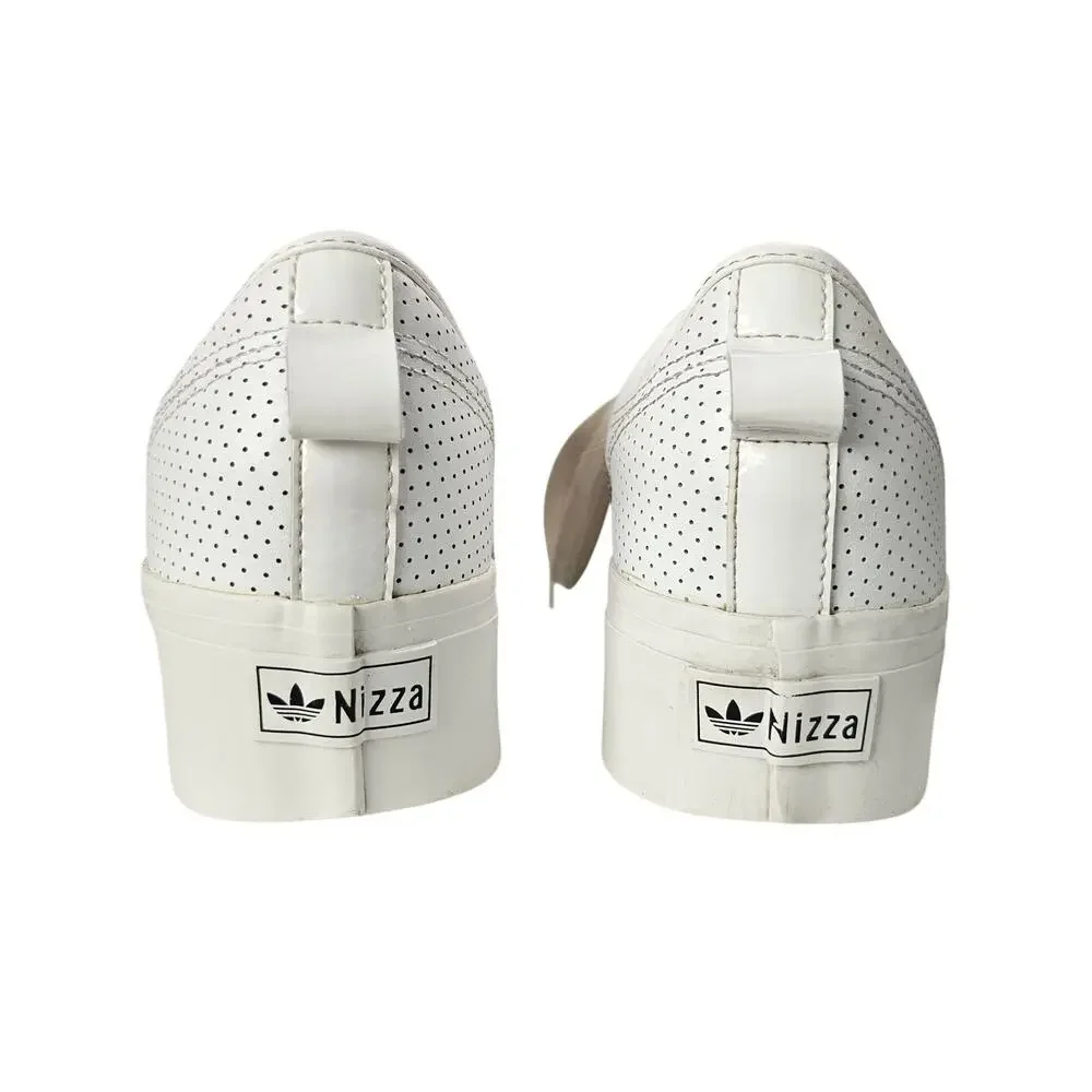 Adidas Women's Nizza Platform Triple White Perforated Sneaker Shoes, Size 10
